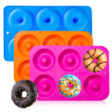 Food Grade Baking Tray DIY Doughnuts Cake Mould 6 Cavity No Stick Large Donut Mold Silicone